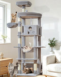 Taoqimiao 79in Cat Tree, Tall Large Cat Tower for Indoor Adult Cats S10W | Easy assembly, Sturdy, Multi Level, Easy Clean, Cozy Condo, Perches, Baskets, Suitable for Kittens and Adult Cats