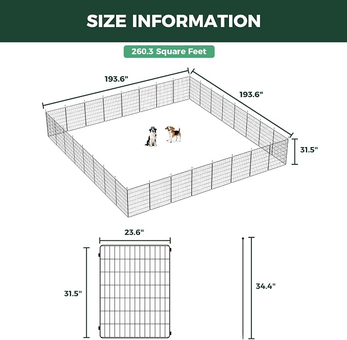 FXW MiniPaws Dog Playpen, Indoor, Yard & RV Camping, 32" H, 32 Panels | Portable, Expandable Layout, Tool-Free Setup, For Small & Medium Dogs