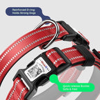 Airtag Dog Collar, Reflective Ultra-Durable Nylon Padded with QR Code Buckle & IP68 Waterproof Air Tag Holder Compatible for Apple AirTag, Comfortable for Small Medium Large Dogs(Red,S)