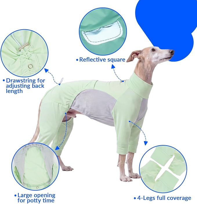 ROZKITCH Sun Protection Dog Shirts Quick Dry Soft Stretchy Dog T-Shirts with Pocket, Dog T-Shirt with Four Sleeves, Transforming Vest for Cool and Quick Dry Green 3XL