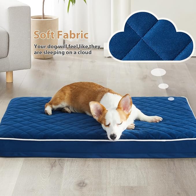 WNPETHOME Orthopedic XL Dog Bed for Crate, Waterproof Extra Large Dogs Bed with Removable Washable Cover, Multi-Needle Quilting Dogs Crate Bed
