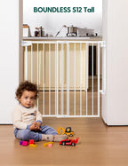 Babelio Extra Tall No Bottom Bar Baby/Dog Gate, 34" H, 29.7-46.5" W, White | Hardware Mount Pet Gate for Indoor Doorways and Hallways with Auto Close, Stay-Open, Wide Walk-through Door, Easy Install