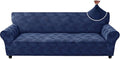 ZNSAYOTX Stretch Oversized Couch Covers for 3 Cushion Couch, 1-Piece Extra Large Sofa Cover Slipcover, Furniture Protector with Elastic Bottom Geometrical Jacquard Fabric (X-Large, Navy Blue)