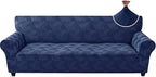 ZNSAYOTX Stretch Oversized Couch Covers for 3 Cushion Couch, 1-Piece Extra Large Sofa Cover Slipcover, Furniture Protector with Elastic Bottom Geometrical Jacquard Fabric (X-Large, Navy Blue)