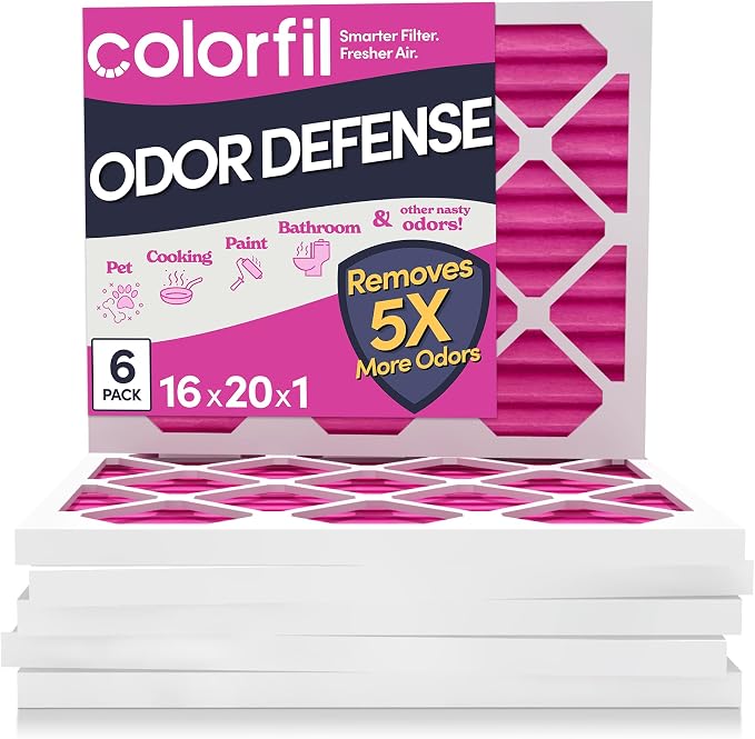 16x20x1 Air Filter (6-Pack) | Made in the USA | Color Changing | Remove Cat and Dog Odor | MERV 8 for Pet Hair Dander and Dust | 15.5"x19.5"x0.75" Exact Size