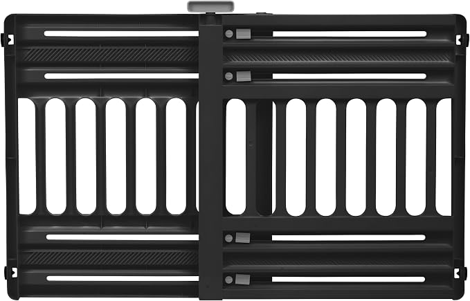 IRIS USA Pet Gate, Adjustable Width, Black | Room Separation, Walk-Through Design, Swing-Open Door, Hands-Free Operation, No Drilling Needed, One-Hand Open