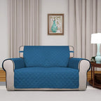 PureFit Reversible Quilted Sofa Cover, Water Resistant Medium Slipcover Furniture Protector, Washable Couch Cover with Non Slip Foam and Elastic Straps for Kids, Pets (Loveseat, Peacock Blue/Beige) | Peacock Blue/Beige, Water Resistant Couch Protector,...