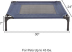 Elevated Dog Bed - 30x24-Inch Portable Pet Bed with Non-Slip Feet - Indoor/Outdoor Dog Cot or Puppy Bed for Pets up to 50lbs by PETMAKER (Blue)