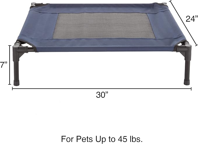 Elevated Dog Bed - 30x24-Inch Portable Pet Bed with Non-Slip Feet - Indoor/Outdoor Dog Cot or Puppy Bed for Pets up to 50lbs by PETMAKER (Blue)