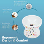 Necoichi Ceramic Elevated Cat Food Bowl (Sakura, Large Flat)