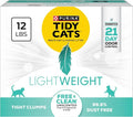 Purina Tidy Cats Lightweight Free and Clean Unscented, Multi-Cat, Clumping, 99.9 Percent Dust Free Cat Litter - 12 lb. Box