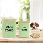 Morezi Dog Food Storage Container Farmhouse Pet Food Treats Bin with Lid and Scoop, Perfect Sturdy Canister Tins for Kitchen Countertop, Shelf, Great Gift for Pet Owners - Dog Food - Green