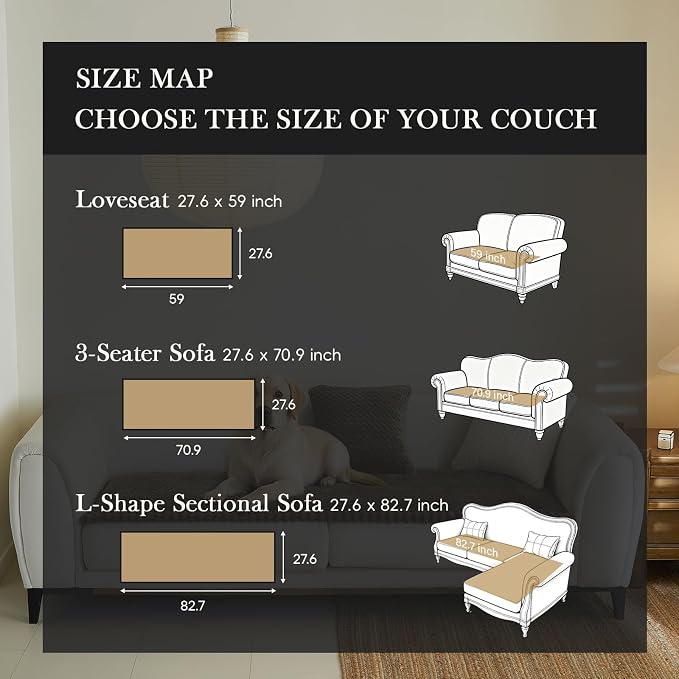 Couch Covers for Dogs, Dog Sofa Covers Washable, Dark Brown Non Slip Pet Couch Protector Blanket for 3 Cushion and Sectional Sofas