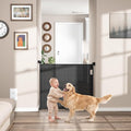 Babepai Retractable Baby Gates for Stairs, Retractable Dog Gate for Indoor/Outdoor Use | Child Gates for Doorways, Deck, Porch, Hallways, Patio (Black, 72" Wide × 34" Height)