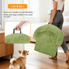 GGIB Calming Dog Bed Fluffy Plush Dog Mat for Furniture Protector with Removable Washable Cover for Large Medium Small Dogs and Cats (Medium, Grass Green)