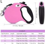 16 ft Retractable Dog Leash for Large Dogs up to 110 lbs,Tangle-Free Nylon Tape,Pink L