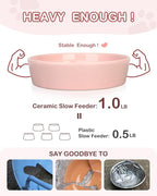 TRUVIC Ceramic Slow Feeder Dog Bowls Small Breed, 0.6 Cup Slow Feeder Cat Bowls for Fast Eaters, Ceramic Dog Food Dish no Black Chin, Puzzle Bowl for Small Dogs and Cats, Pink