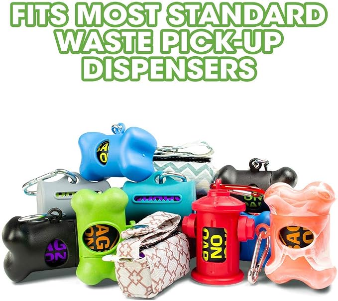 Bags on Board Dog Poop Bags, Strong Leak Proof Waste Bags, 315 Count | Strong Leak Proof Dog Waste Bags, 9 x 14 Inch Size, Assorted Multi-Color Bags, Durable Cleanup Solution, 315 Count