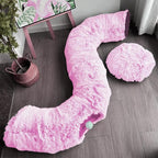Cat Bed Tunnel Tube Toy Pink Plush | Collapsible Round Tunnels for Indoor Cats, Interactive Toys Play Tubes with Hanging Ball for Kitten, Puppy, Rabbit