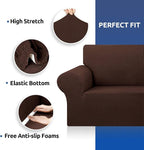 Stretch Couch Covers for Sofa, 3 Cushion Couch Slipcover,Chocolate | 1-Piece Washable Sofa Cover Pet Friendly(78"-94") Furniture Protector Soft Jacquard, Elastic Bottom for Dogs & Kids