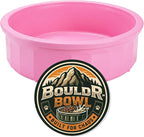 Pet Crock Bowl – Thick Durable Plastic Non-Tip Food & Water Dish for Dogs, Cats & Small Animals – Indoor/Outdoor – Chew Resistant, Easy Clean (Pink, Large 48oz)