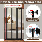 Fairy Baby 51.1" Extra Tall Pet Gate 29.5"-32.6" Wide Dog Gate for Doorways | Adjustable Auto Close Tall Cat Gate, Pressure Mounted Baby Safety Gates, 1.37" Narrow Bar Spacing Metal Gate Indoor, Black