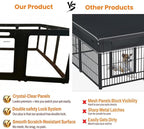 Transparent Indoor Dog Playpen with Safety Lock, Indoor Dog Fence for Small & Medium Pets | Secure, Stylish, Easy Clean Play Pen for Dogs & Pets with Scratch Resistant Panels (Black, 10 Panel)