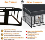 Transparent Indoor Dog Playpen with Safety Lock, Indoor Dog Fence for Small & Medium Pets | Secure, Stylish, Easy Clean Play Pen for Dogs & Pets with Scratch Resistant Panels (Black, 12 Panels)