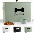 Metal Dog Food Container 15-20 lbs w/ Airtight Bamboo Lid, 70 Cup Capacity | Pet Jar For Dogs up to 100lbs, Airtight Bamboo Lid, Sturdy Comfortable Metal Handle, Powder Coated Iron, Kibble Storage Bin