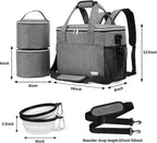 BAGLHER Dog Travel Bag Backpack Pet Supplies Backpack Pet Accessories Storage Bag 5-Piece Set With Shoulder Strap 2 Lined Pet Food Containers 4 Foldable Feeding Bowls Essential Kit for Pet travel