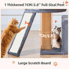 Taoqimiao Sturdy Cat Tree, 55.1In Cat Tower for Indoor Cats, Large Platform | Rotatable Round Condo with Large Scratch Board, Extended Cat House, Thickened Full-Sisal Scratching Post, Smoky Gray, F10G