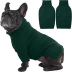 IECOii Dog Sweaters for Medium Dogs Girl Boy,Christmas Knit Doggy Sweatshirt with Sleeve,Turtleneck Thick Warm Dog Sweaters for Winter,Pullover Knitwear for French Bulldog,Boston Terrier (Green, L)