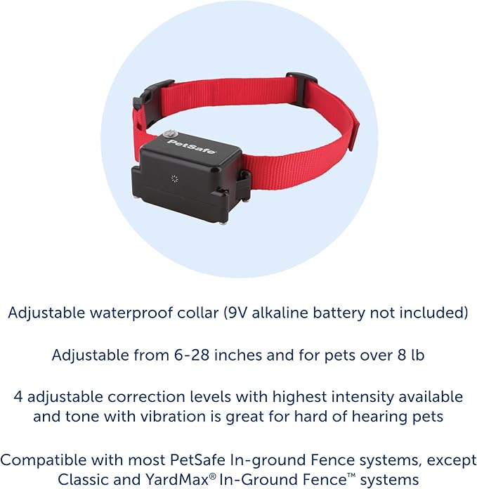 PetSafe Stubborn Dog In-Ground Fence Collar | Collar Only, Replacement, Extra, Add-A-Dog, Tone, Vibration, & Static, Waterproof, Dogs 8 lb+ Neck 6-28 in