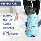 Spark Paws Dog Surgery Recovery Suit – Dog Recovery Suit After Surgery, Anti-Lick Dog Onesie, Abdominal Wound Protector, Soft Cone Alternative for Spay Neuter Male Female Pet Recovery - Breakfast, 5XL