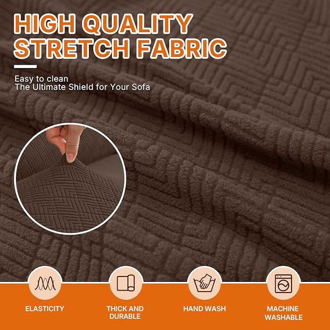 XINEAGE Stretch 4 Seater Slipcover, Non-Slip Pet Couch Cover,Light Coffee | Washable Furniture Protector, Elastic Bottom, Dogs & Cats Friendly, Scratch-resistant, Fast Setup, High Elasticity