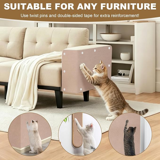 78.7"x15.8" Cat Scratching Mat Self Adhesive Furniture Protector Trim Fit | Stop Cat Scratching Furniture With Thick Felt Protector, Strong Adhesive, Easy Trim, Protects Couch Sofa Wall Instantly