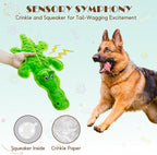 No Stuffing Dog Squeak Toys, Chew Toys for Small, Large Puppies Crocodile | Durable Plush Puppy Teething Toys, Interactive to Keep Pets Busy, Toss Fetch Tug Play, Best Birthday Gift
