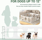 Clear Acrylic Dog Playpen with Door, 12 Panels Large Transparent Pet Fence Indoor with Dog Head Shape, 23.6" Expandable Puppy Playpen with Suction Cups, Easy Assemble for Medium/Small Dogs & Pets