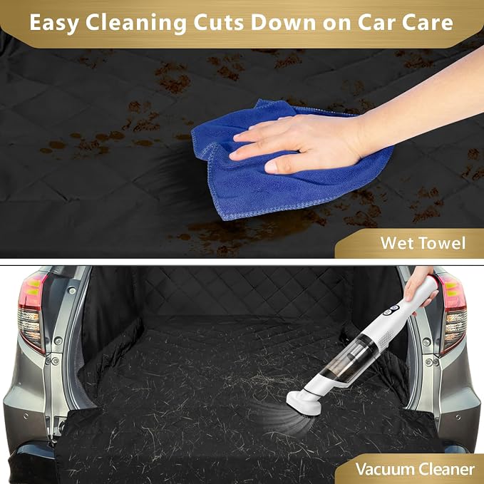 F-color SUV Cargo Liner for Dogs - Trunk Cover with Bumper Flap Protector | Waterproof Pet Cargo Cover with Side Flaps, Non-Slip Trunk Mat, Rear Dog Car Seat Cover Prevents Scratches Pet Hair Mud Dirt