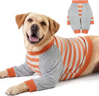 FUAMEY Dog Recovery Sleeve with Elbow Pads, Orange Stripes, 3XL | Elbow Protector, Stop Licking Joints, Protecting Front Leg Arm Wounds, Cover Skin Conditions,Hot Spots