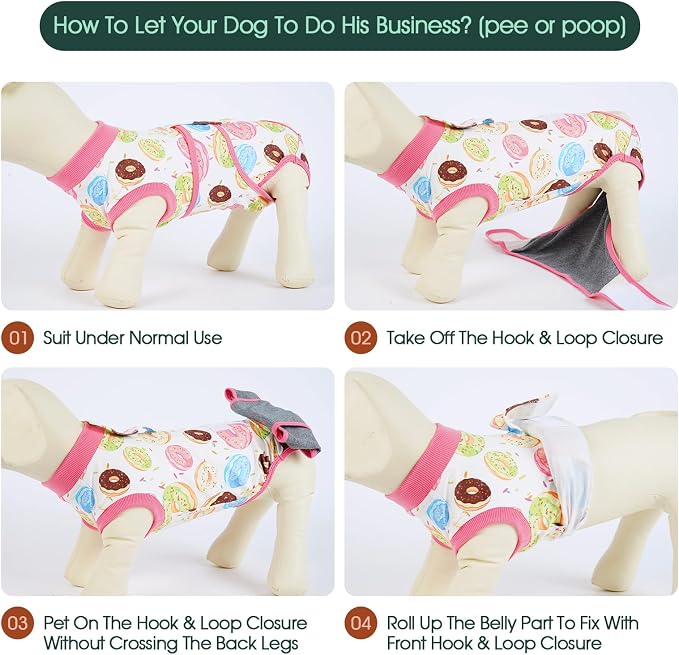 Kuoser Dog Recovery Suit After Surgery, Spay Neuter Surgical Suit for Dogs | Post Surgery Anti-Licking Dog Onesie Protects Wounds and Incisions, E-Collar & Cone Alternative Bodysuit for Female Male Dogs