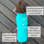 DJANGO Dog Jacket & Raincoat – Lightweight Water-Resistant Coat for Small, Medium & Long Dogs Like Dachshunds – Reflective, Adjustable Fit, Harness-Compatible & Easy-Access Harness Hole - Blue, Large