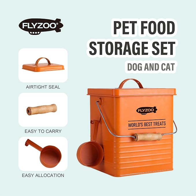 Metal Dog Food Containers, Dog Treat Snack Jars with Lids and Spoon,3 Set | Pet Snack Food Storage Canister Kitchen Biscuit Holder, 9x8 & 9x6 &6x5 inch