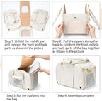 Dog Carrier Purse, Pet Carrier, Waterproof Premium Leather Pet Travel Portable Bag for Cat and Small Dog Home & Outdoor Medium Beige