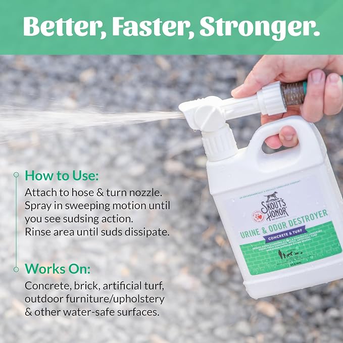 SKOUT'S HONOR Outdoor Pet Urine and Odor Destroyer, 32 oz | Professional-Strength Outdoor Pet Urine Odor Eliminator for Concrete, Turf, Pavers and Patios, Professional-Strength