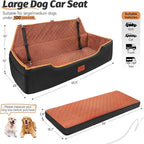 XIEEAOZEE Large Dog Car Seat, Memory Foam Dog Car Bed for Backseat & Trunk, Washable Pet Booster Seat Under 100 lbs or 2 Medium Dogs, Pet Travel Seat with Storage Pockets, 2 Safety Belts