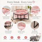 Dazzling Ceramic Elevated Cat Bowls,Raised Dog Cat Pet Food Water Bowl for Indoor(Pink, Large)