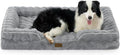 COZY KISS Orthopedic Dog Bed for Extra Large Dog 44x32 inch, XL Faux Fur Pet Sofa, Bolster Foam Bed with Sides, Non-Slip and Egg-Crate Big Dog Couch Bed with Washable Removable Cover, Grey