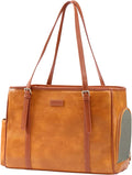 Lasaviin Fashion Dog Purse Pet Carrier Leather Bag for Small Dogs Cats Puppy, Portable Tote Bag Airline Approved Soft-Sided Carriers (Brown)
