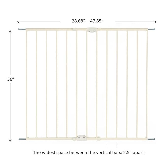 Toddleroo Easy Swing & Lock Baby Gate for Top of Stairs: 36" Tall, Ivory | Top of Stairs Baby Gate, Hardware Mount, Open-Direction Control, 28.7"-47.8" Wide, 36" Tall, One-Hand Operation, Swing-Latch